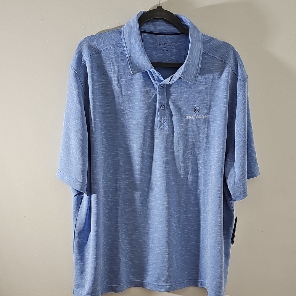Greyson NWT NAUTICA light Blue Men's Polo Golf Shirt. Size XXL. Henley Style.